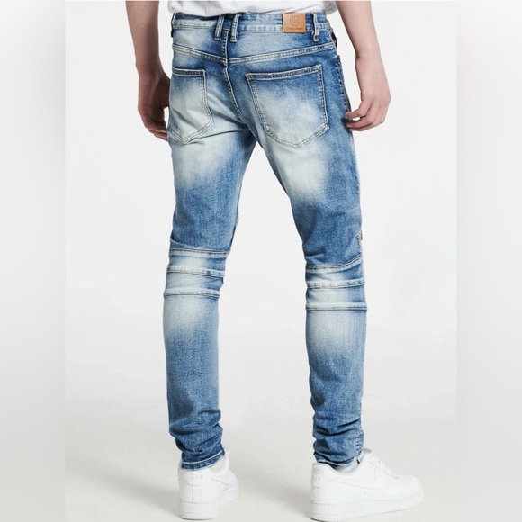 Crysp Denim Skywalker Jeans NWT Men’s Distressed Patchwork Star Moto Skinny $100 - Picture 2 of 7